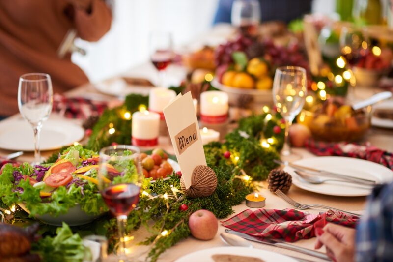 healthy holiday dinner table