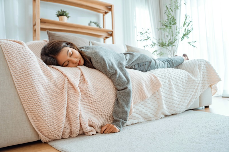 woman taking a power nap