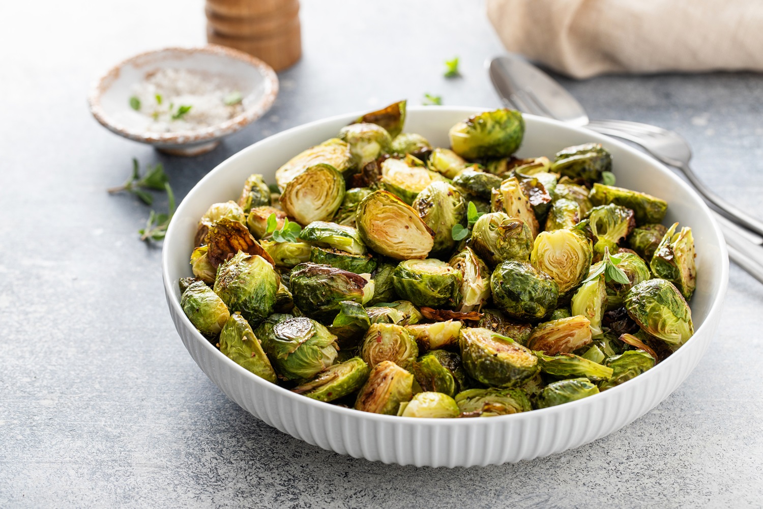 Crispy vegetable brussels sprouts made in the air fryer