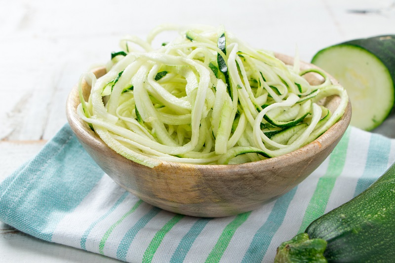 spiralized zucchini noodles in a bowl